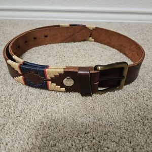 Multicolored womens brown Leather Belt with Patterned Design size M
